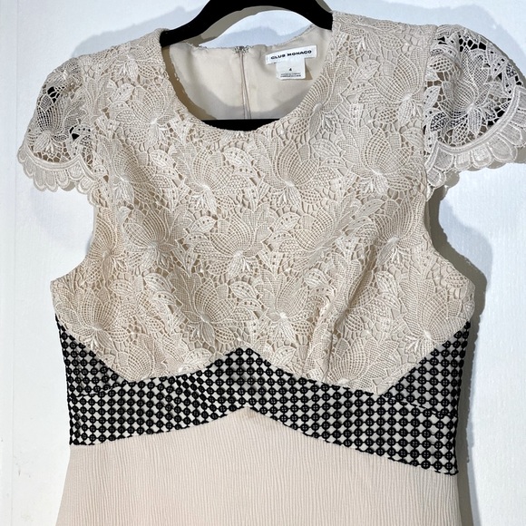 Club Monaco Zulandah Lace Crochet Dress Size 4 Cream Black - Picture 4 of 4